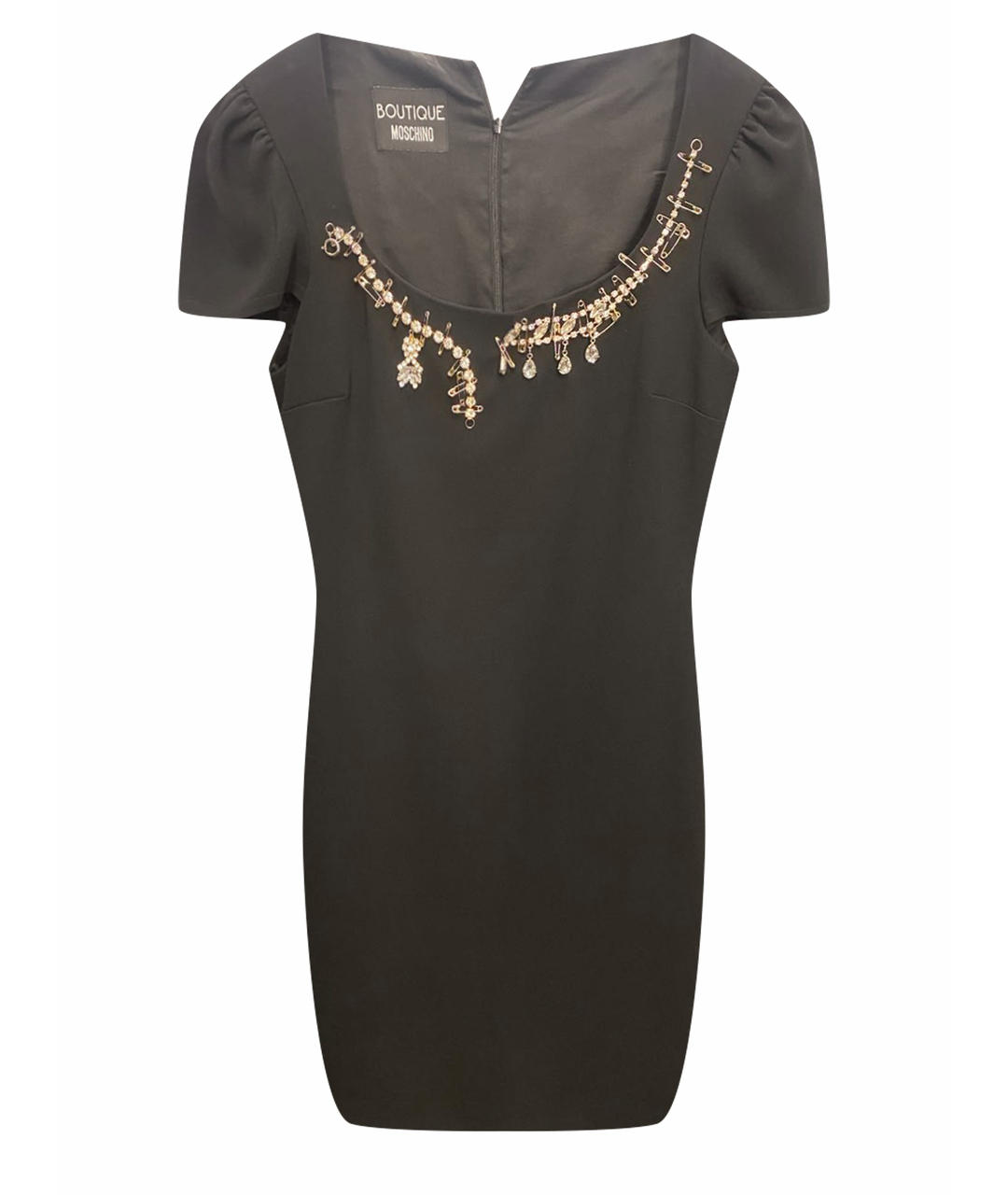 BOUTIQUE MOSCHINO Черное шерстяное коктейльное платье, фото 1