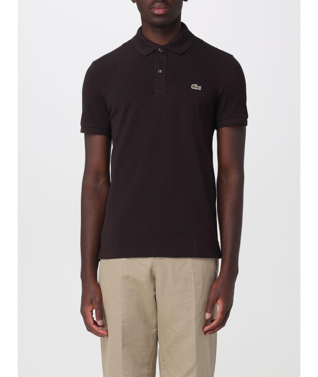 LACOSTE Коричневое хлопковое поло с коротким рукавом, фото 4