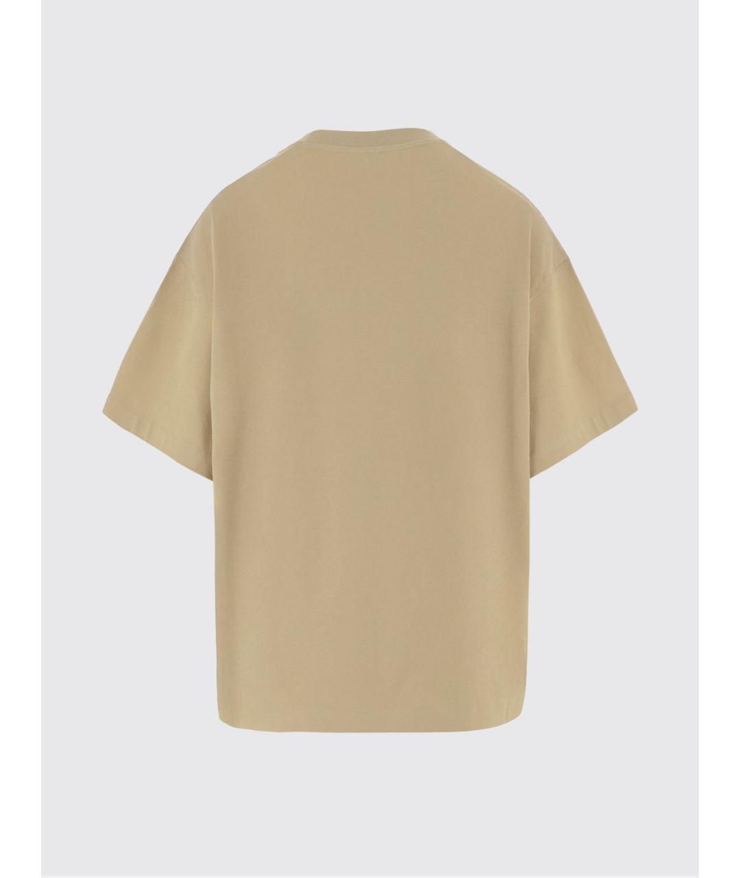 JIL SANDER Бежевая хлопковая футболка, фото 3