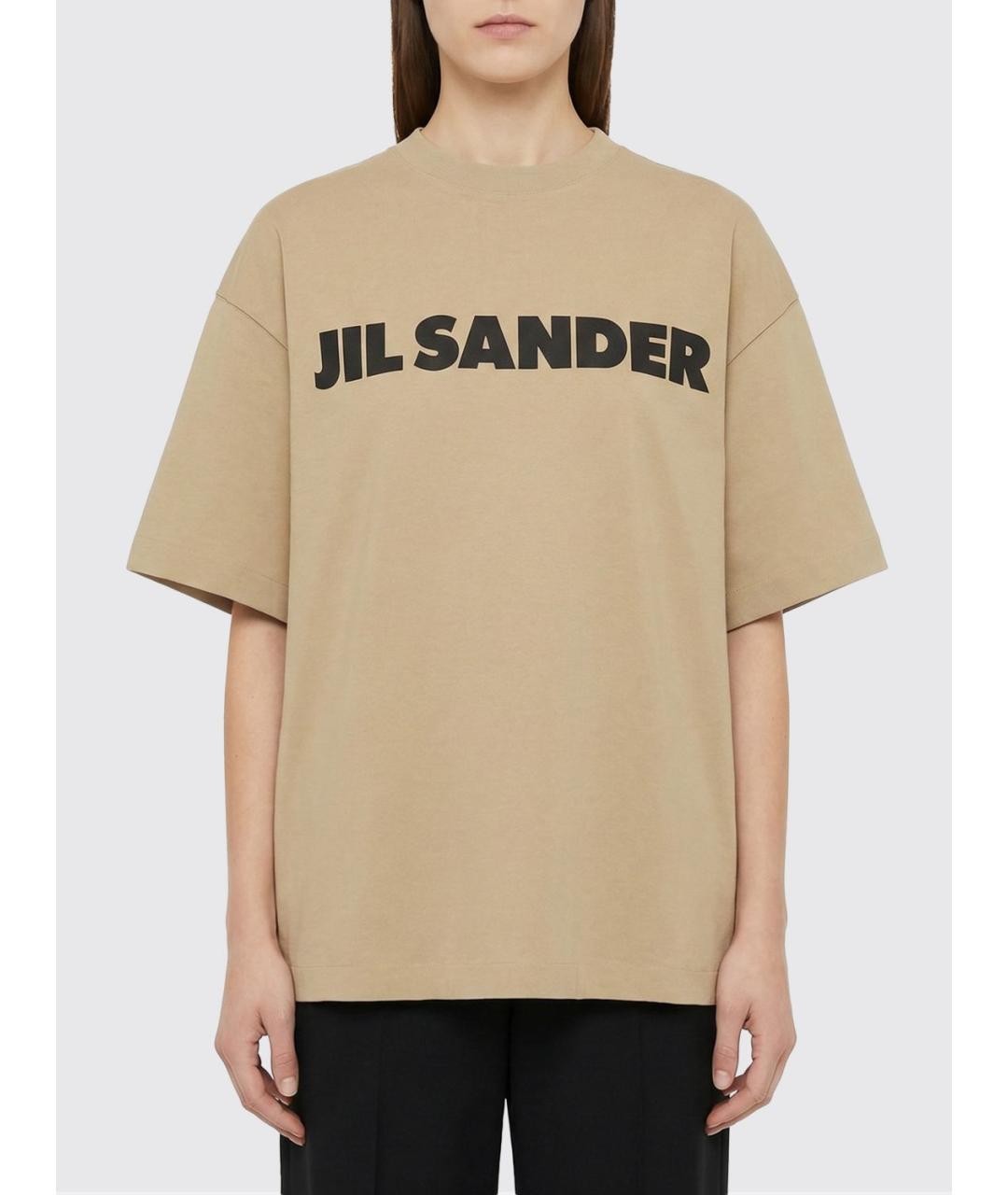 JIL SANDER Бежевая хлопковая футболка, фото 2
