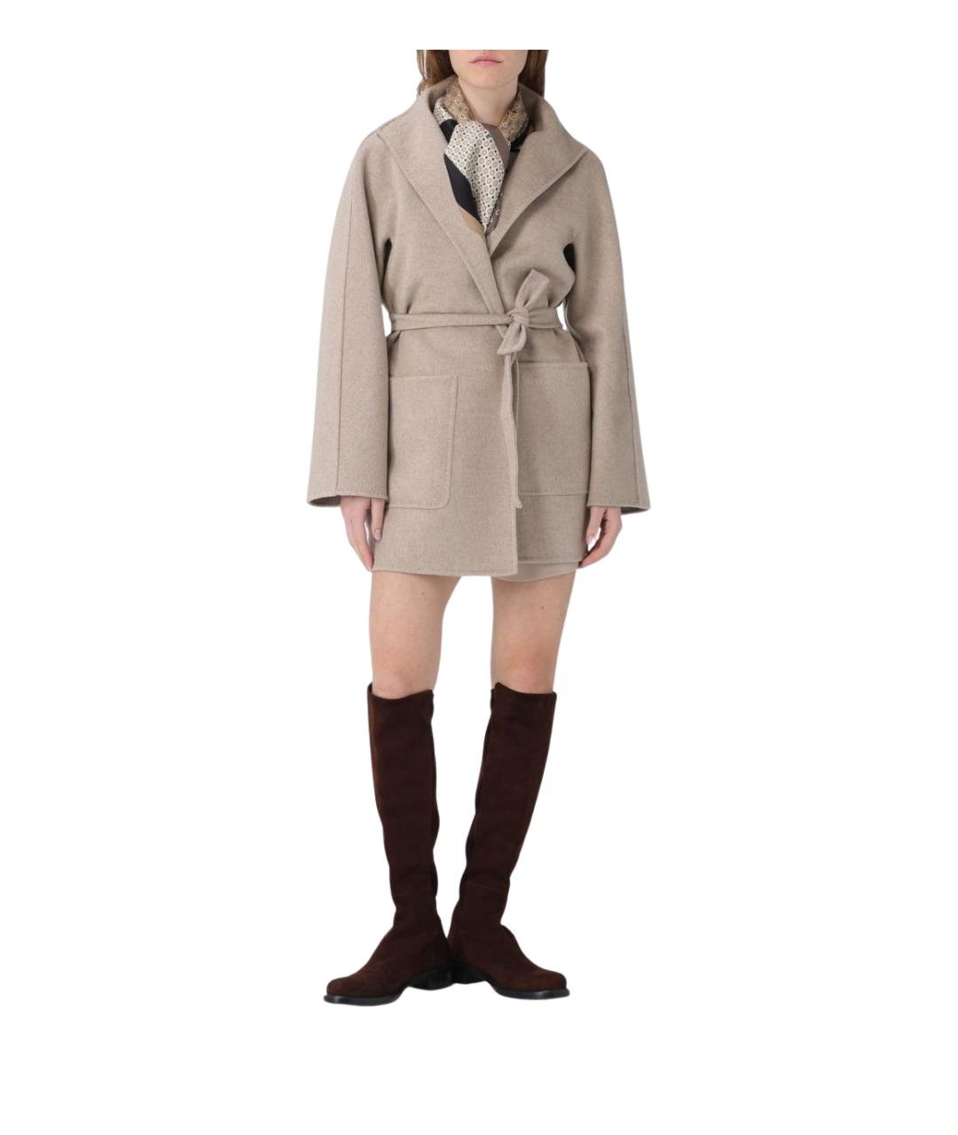 MAX MARA Бежевый шелковый шарф, фото 4