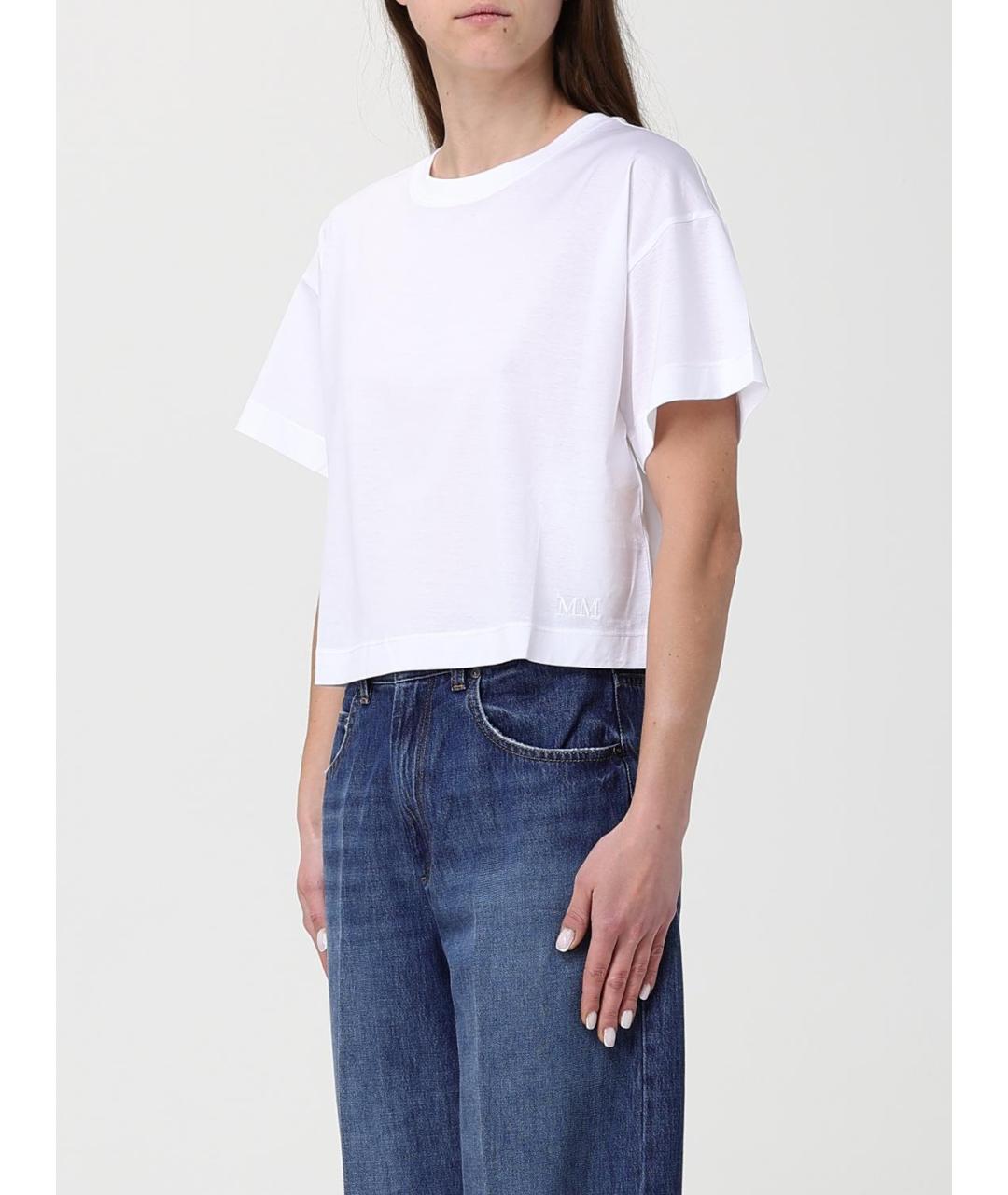 MAX MARA Белая хлопковая футболка, фото 4