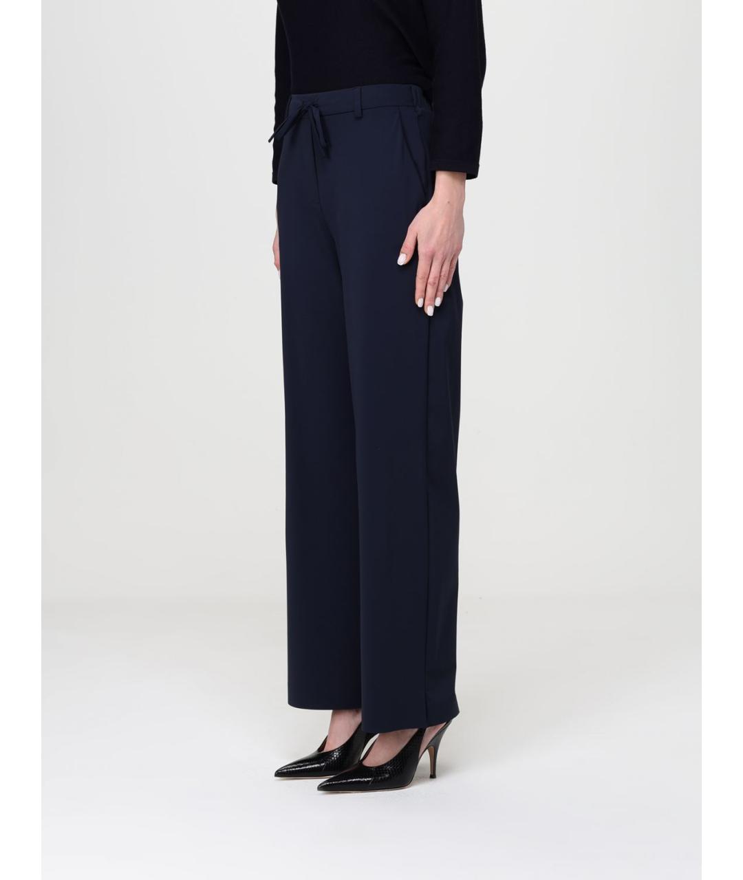 MAX MARA Синие полиамидовые прямые брюки, фото 4