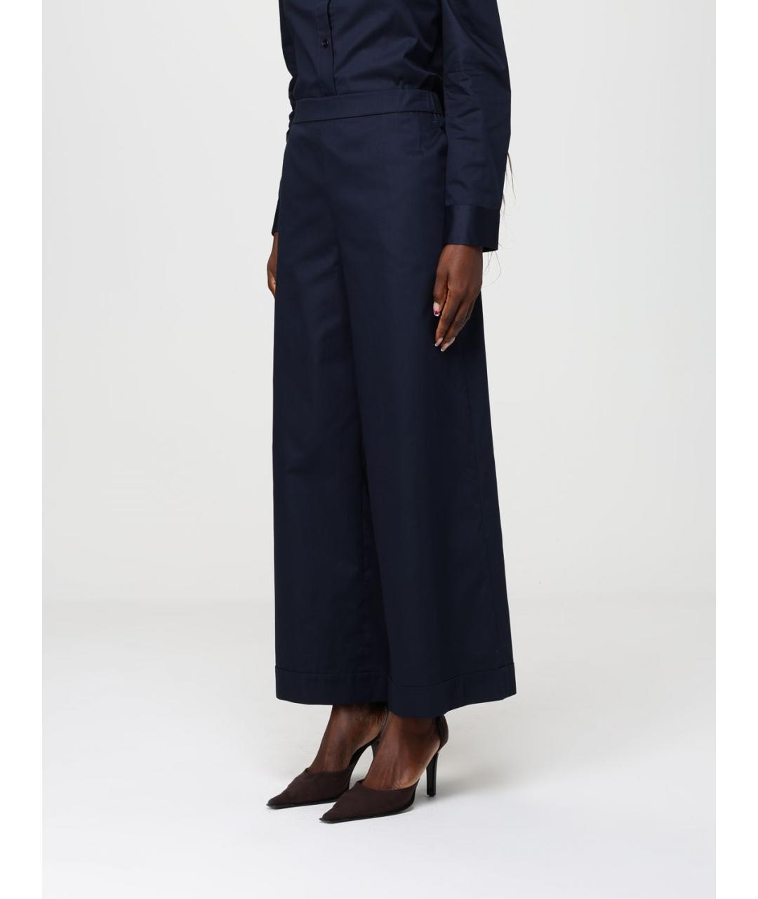 MAX MARA Синие хлопковые прямые брюки, фото 4