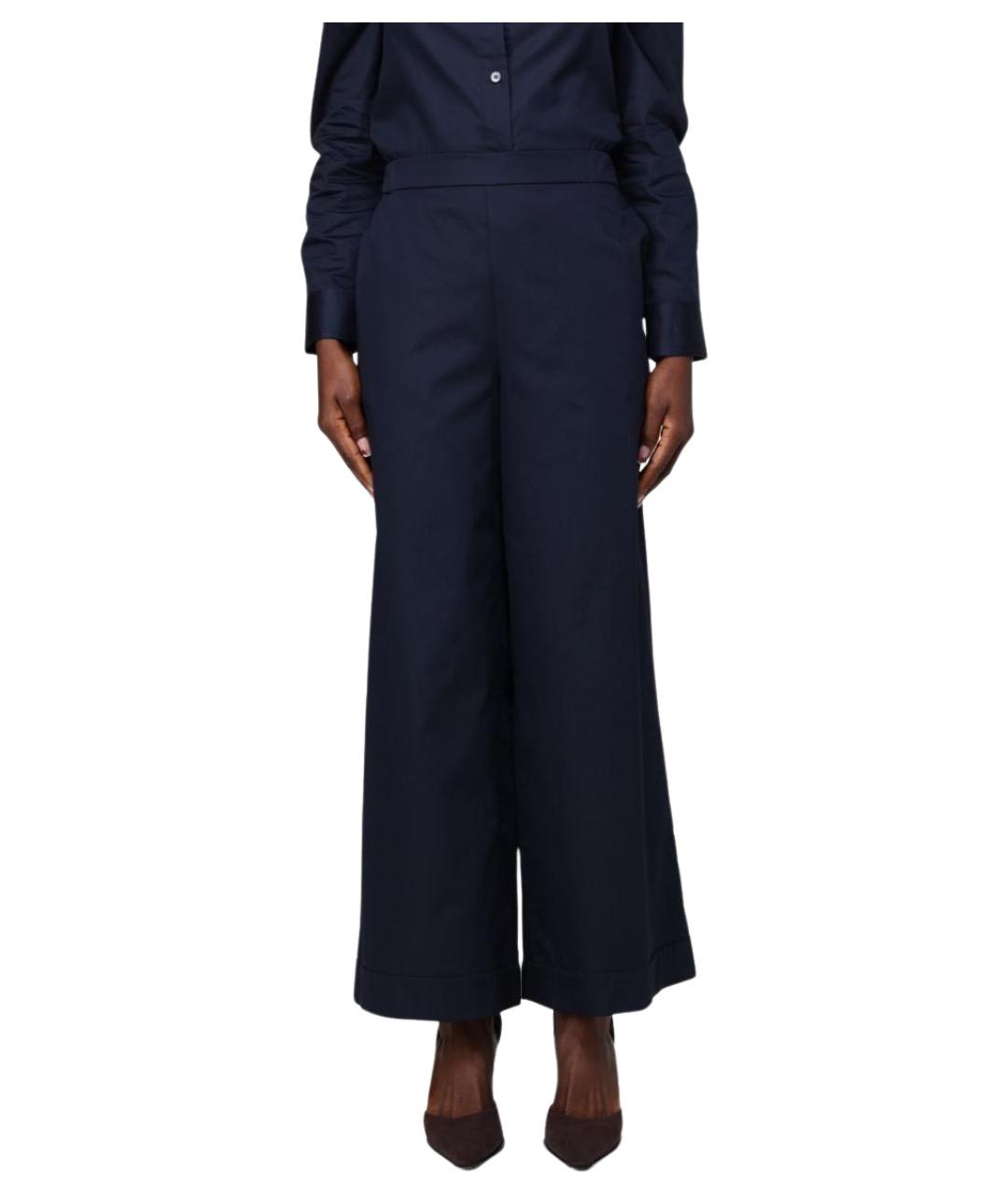 MAX MARA Синие хлопковые прямые брюки, фото 1