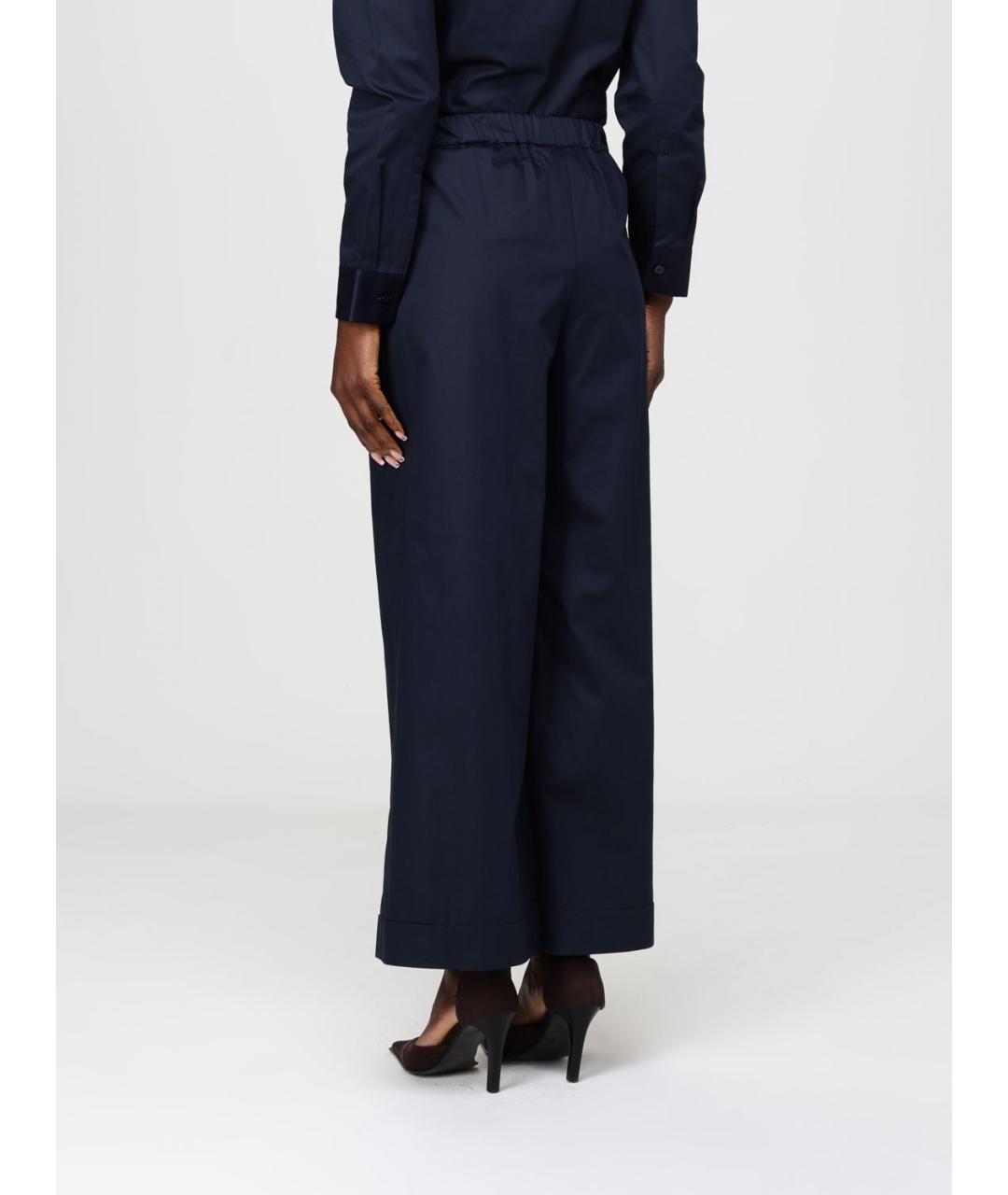 MAX MARA Синие хлопковые прямые брюки, фото 3