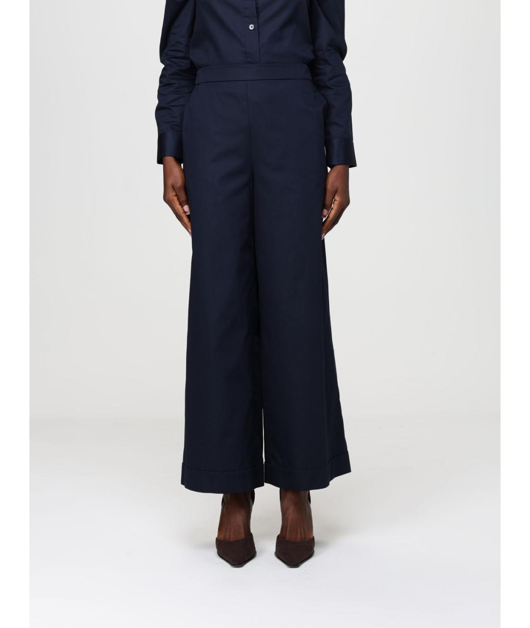 MAX MARA Синие хлопковые прямые брюки, фото 6