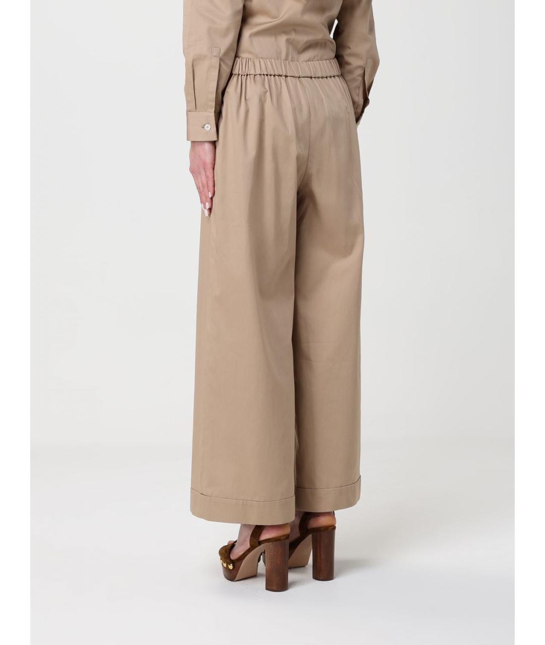 MAX MARA Бежевые хлопковые прямые брюки, фото 3