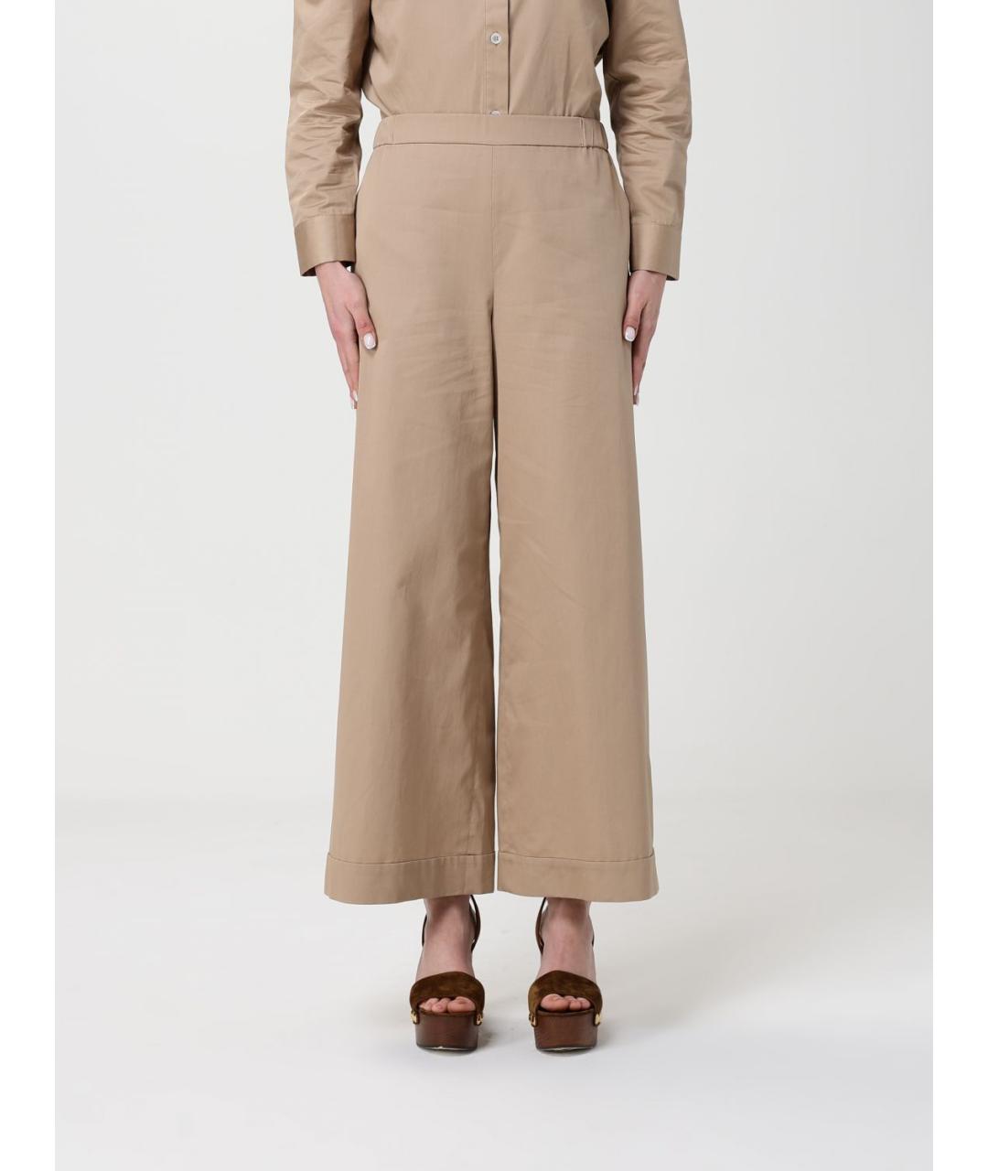 MAX MARA Бежевые хлопковые прямые брюки, фото 6