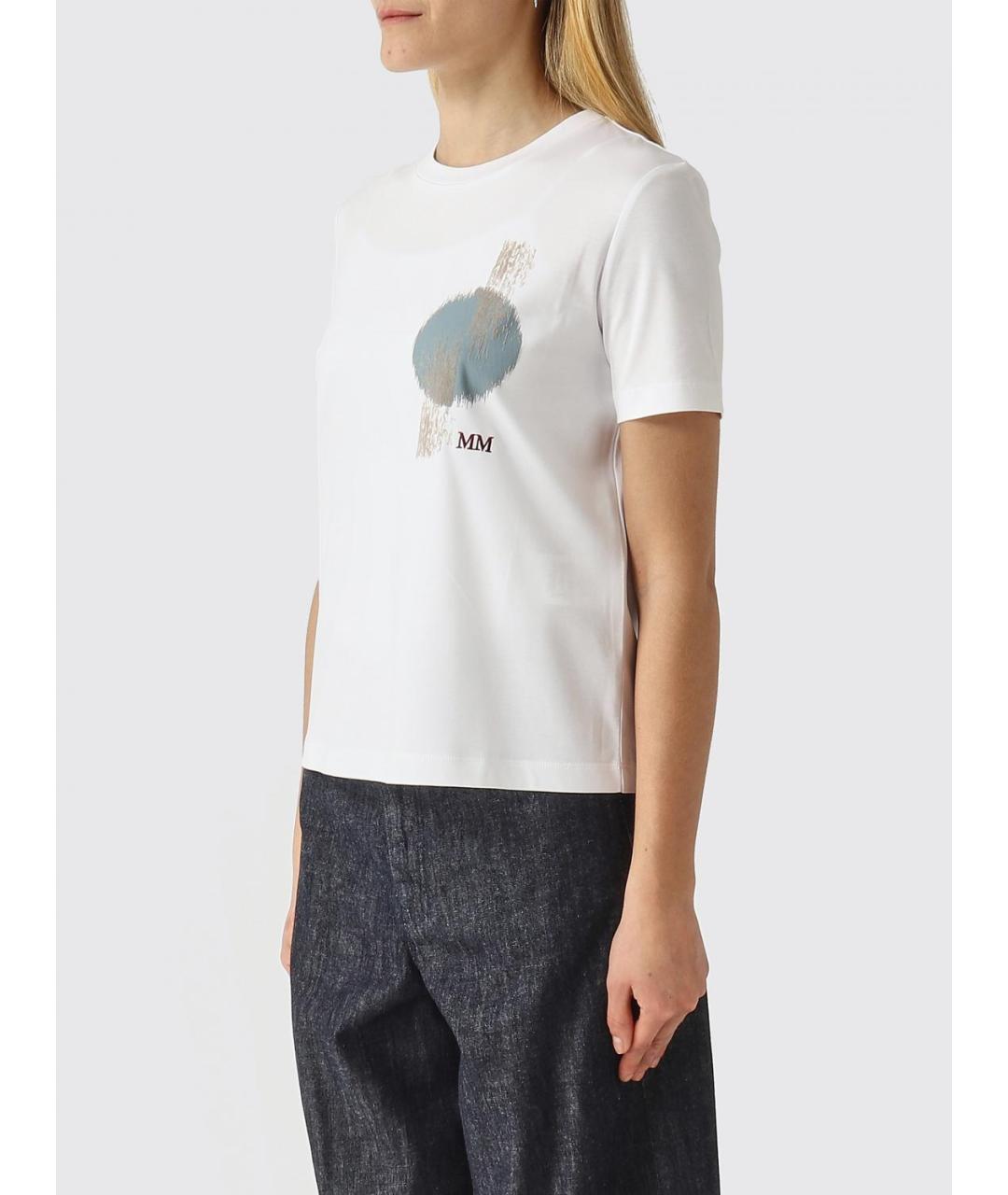 MAX MARA Белая хлопковая футболка, фото 3