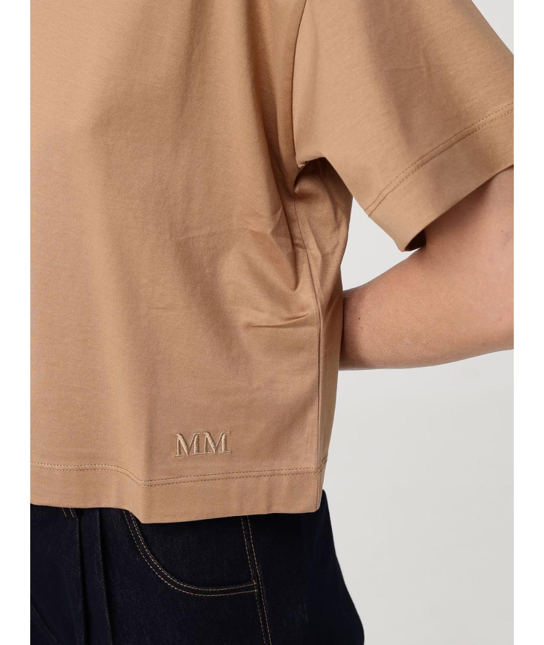 MAX MARA Бежевая хлопковая футболка, фото 5