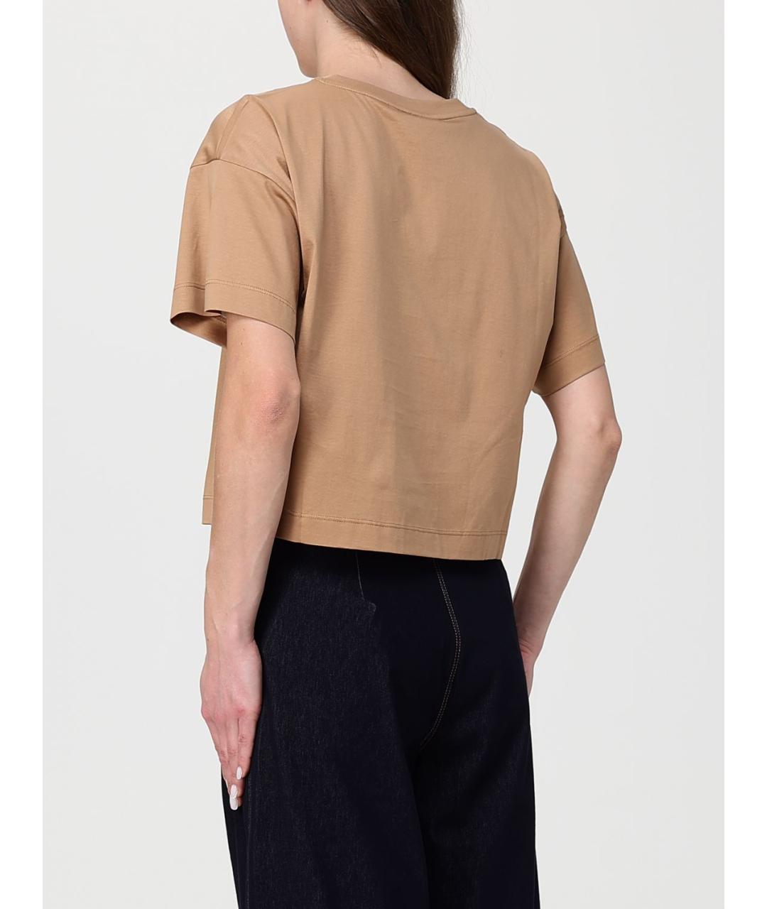 MAX MARA Бежевая хлопковая футболка, фото 3