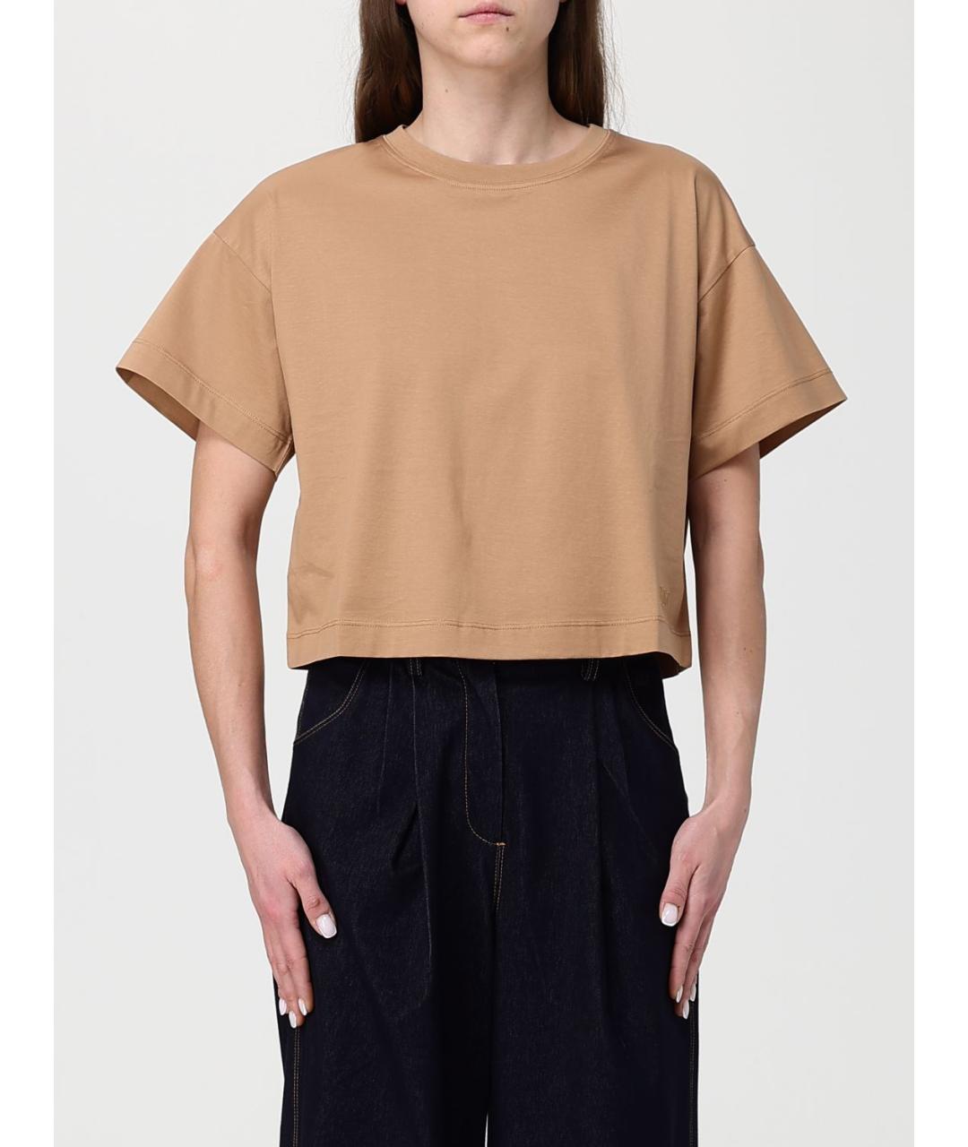 MAX MARA Бежевая хлопковая футболка, фото 6