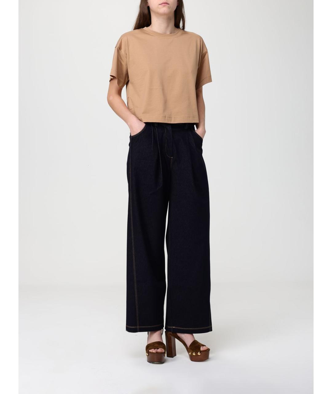 MAX MARA Бежевая хлопковая футболка, фото 2