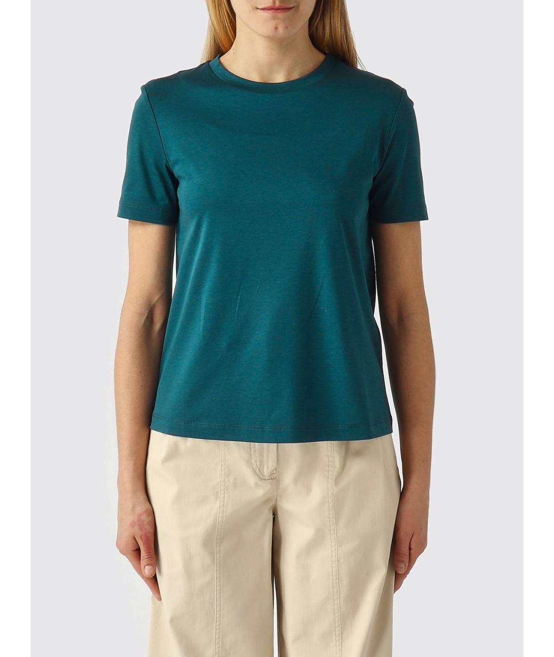 MAX MARA Бирюзовая хлопковая футболка, фото 6