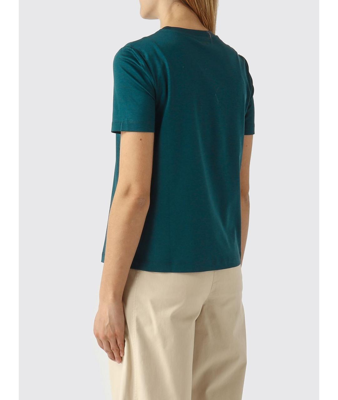 MAX MARA Бирюзовая хлопковая футболка, фото 4