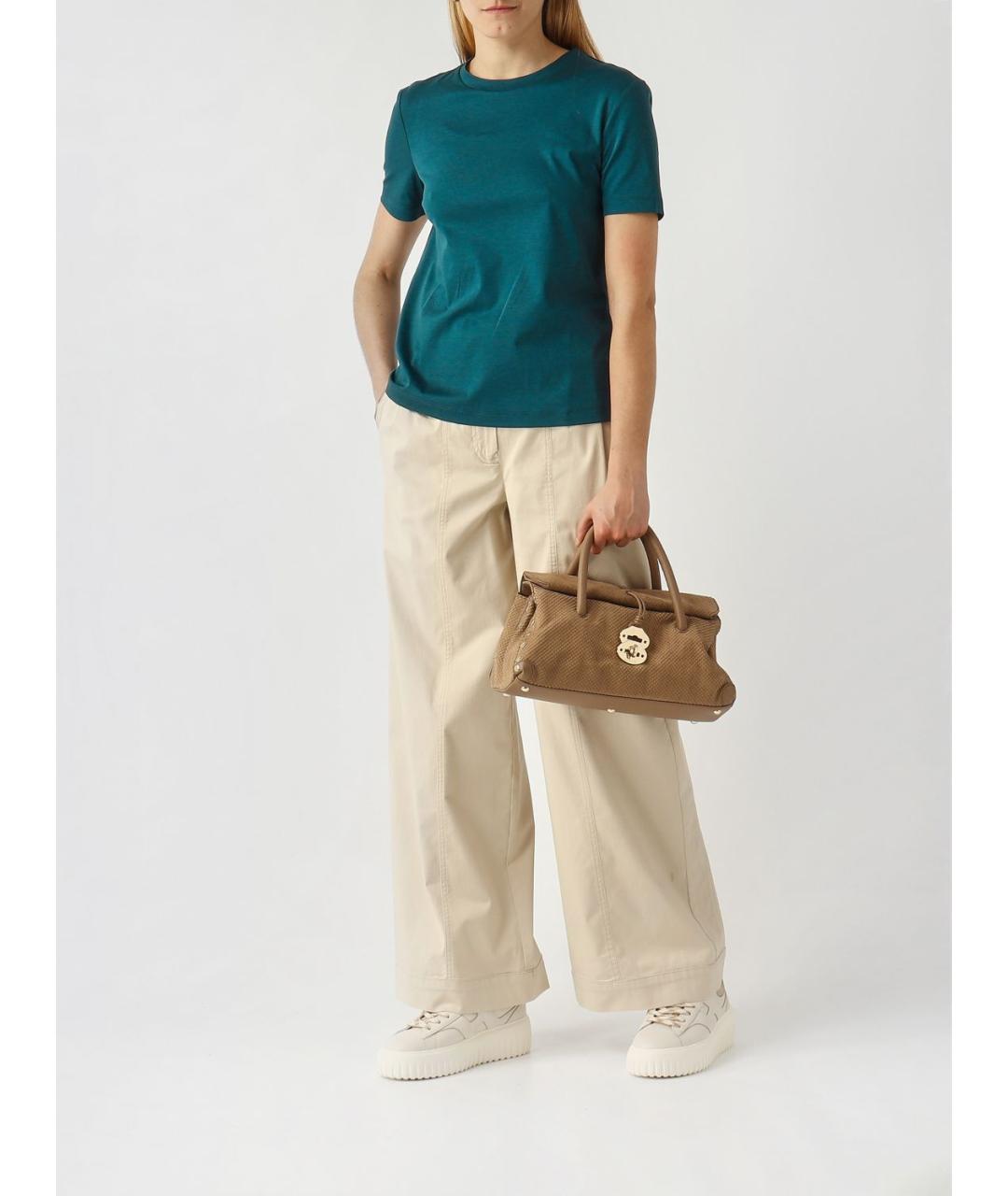 MAX MARA Бирюзовая хлопковая футболка, фото 2