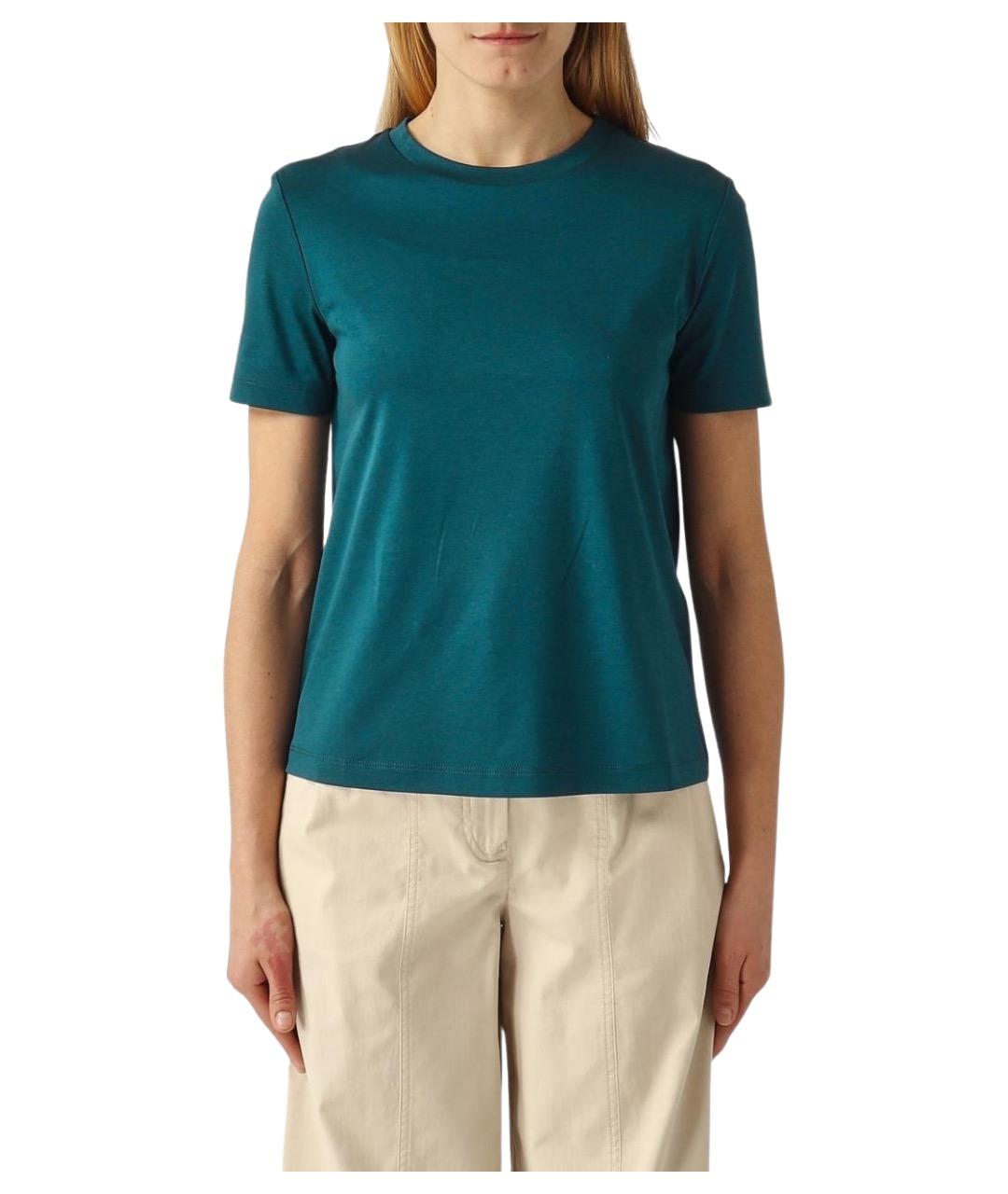 MAX MARA Бирюзовая хлопковая футболка, фото 1