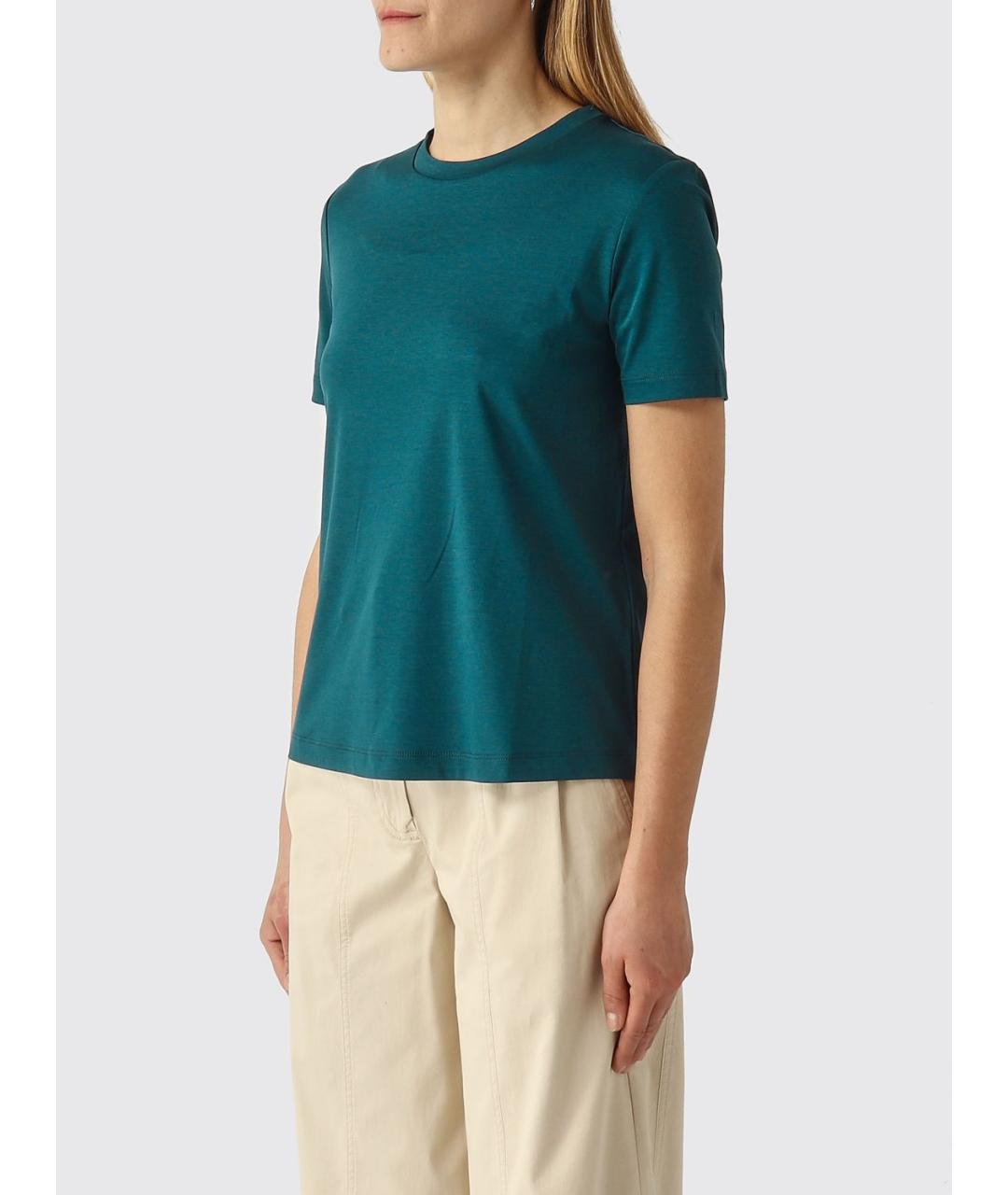 MAX MARA Бирюзовая хлопковая футболка, фото 3