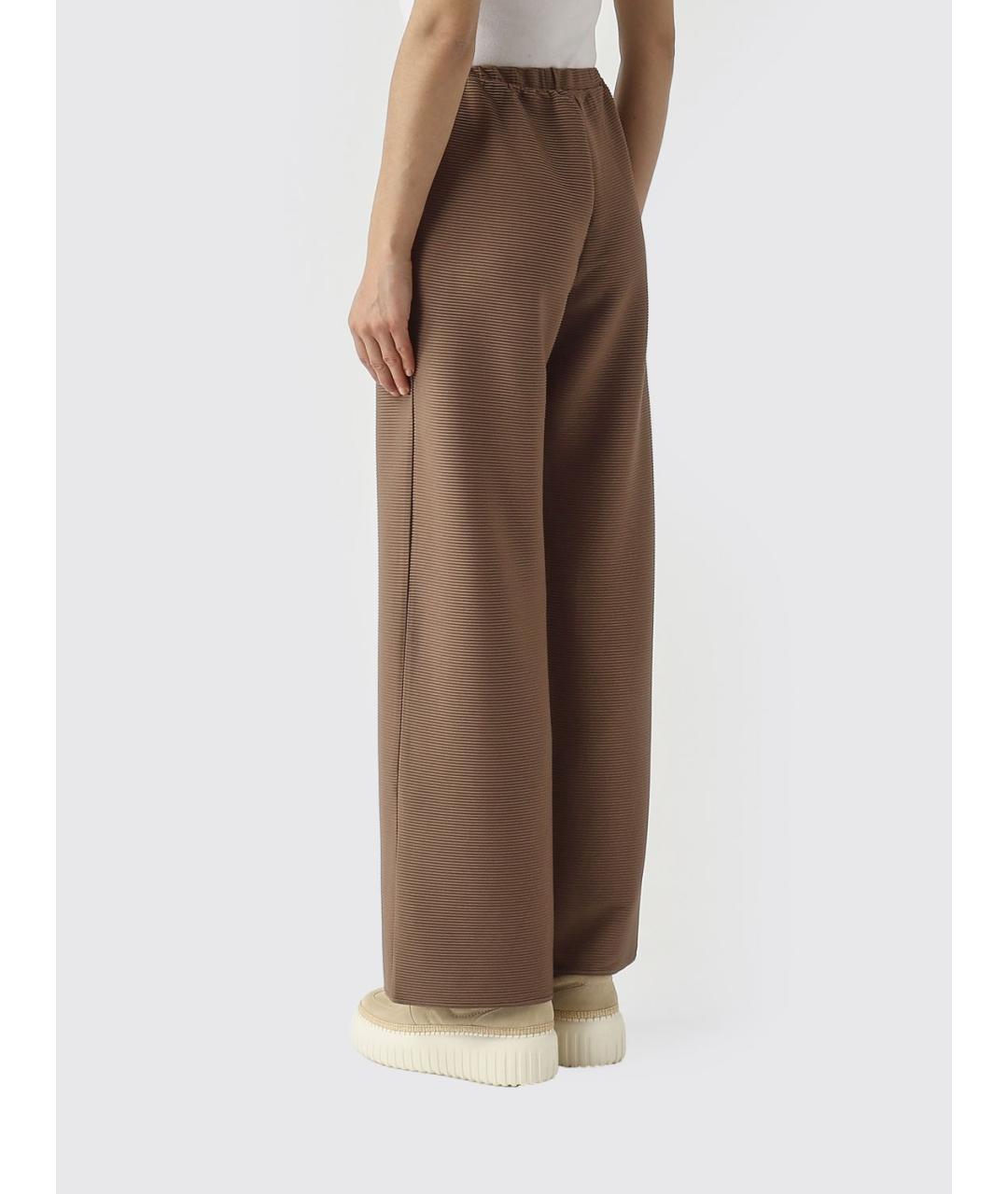 MAX MARA Коричневые полиэстеровые прямые брюки, фото 3