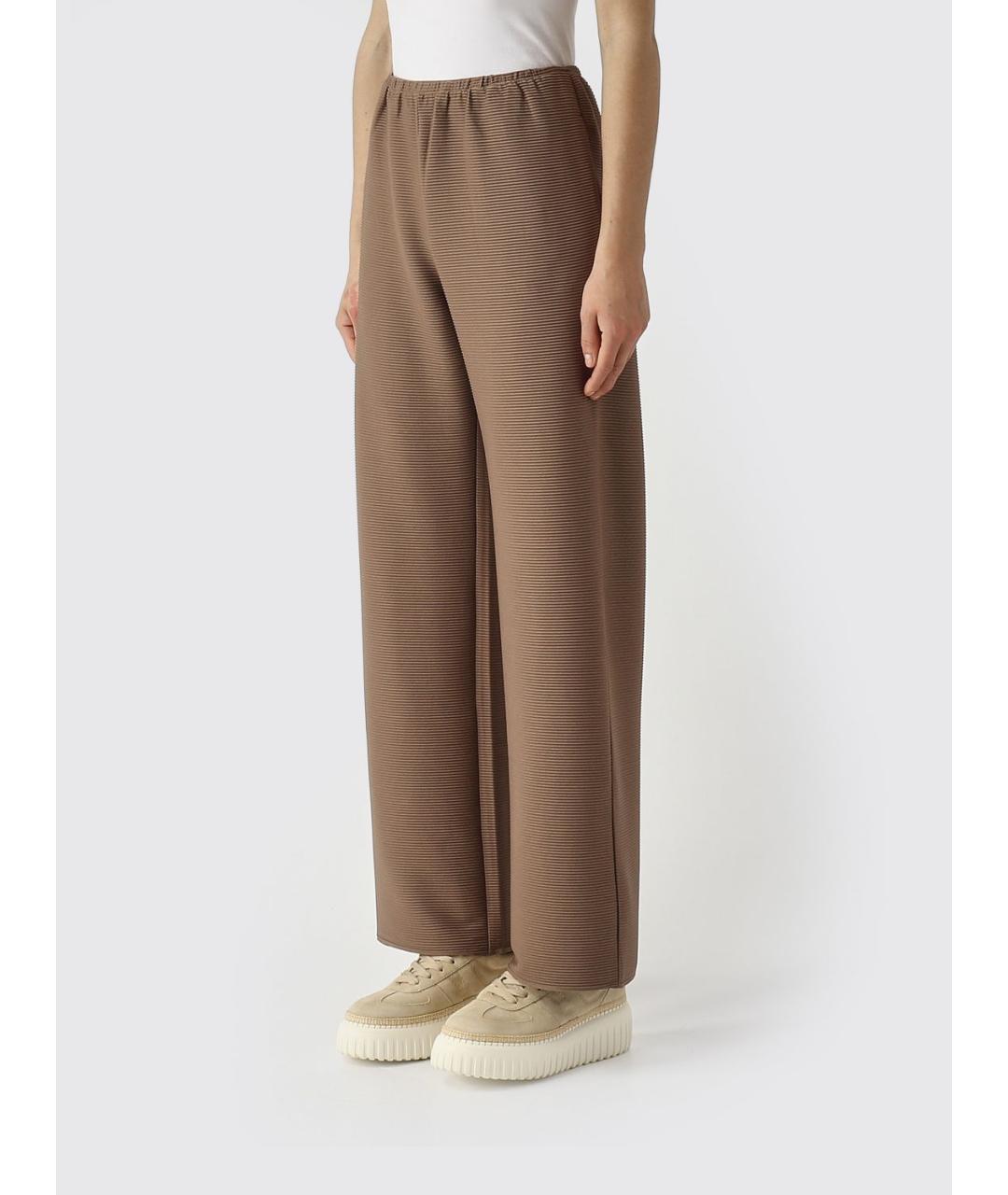 MAX MARA Коричневые полиэстеровые прямые брюки, фото 4