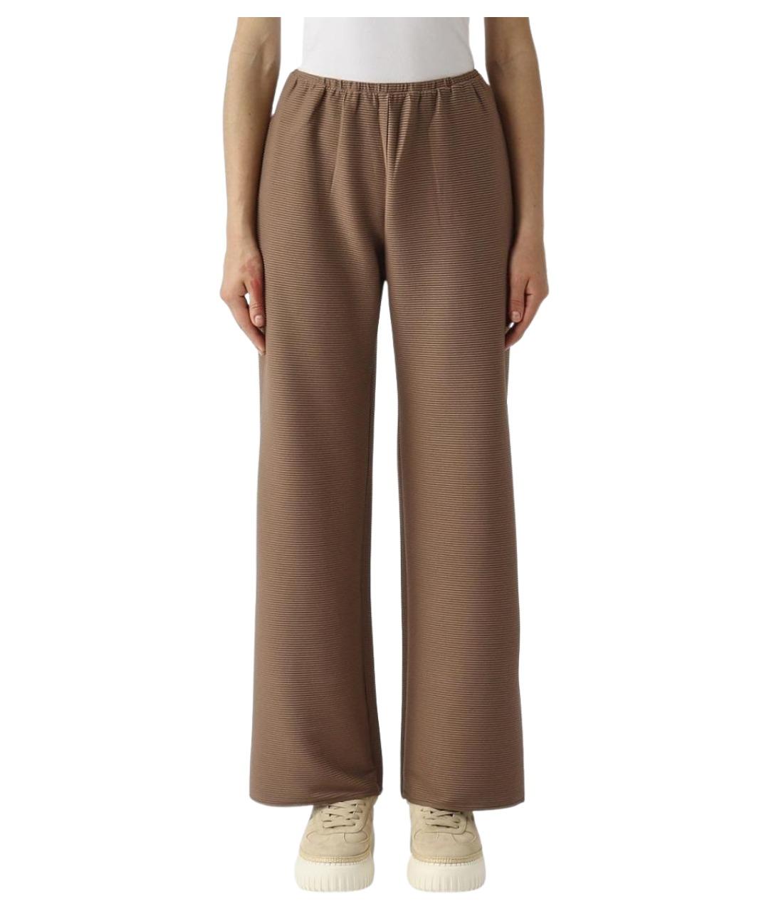 MAX MARA Коричневые полиэстеровые прямые брюки, фото 1