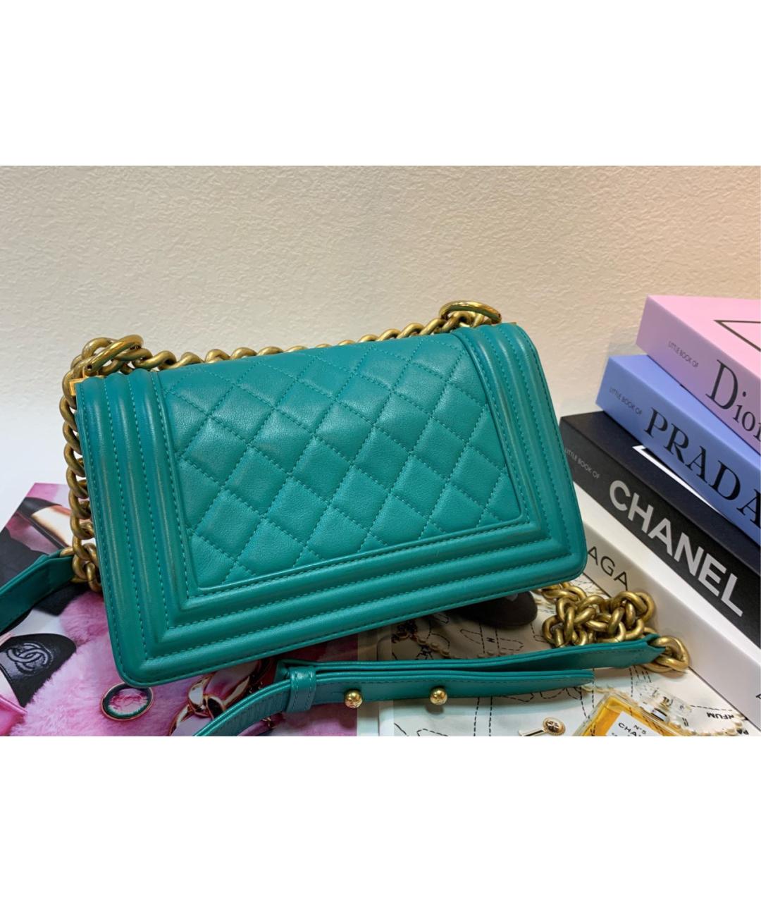 CHANEL Бирюзовая кожаная сумка через плечо, фото 3