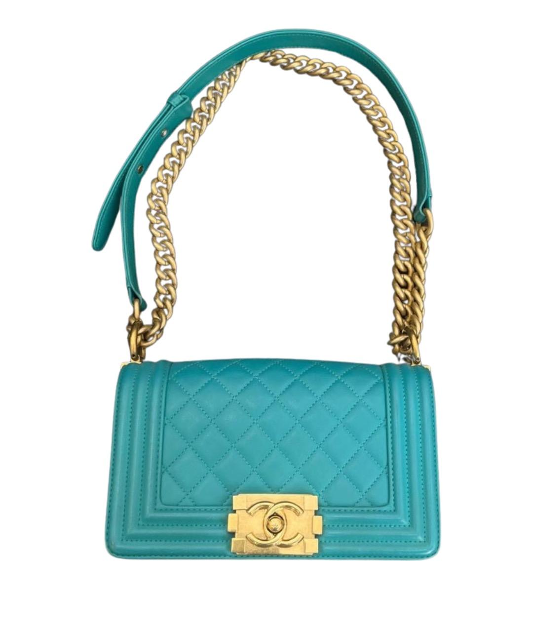 CHANEL Бирюзовая кожаная сумка через плечо, фото 1
