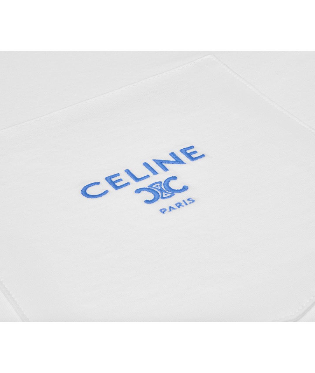 CELINE Белая хлопковая футболка, фото 4