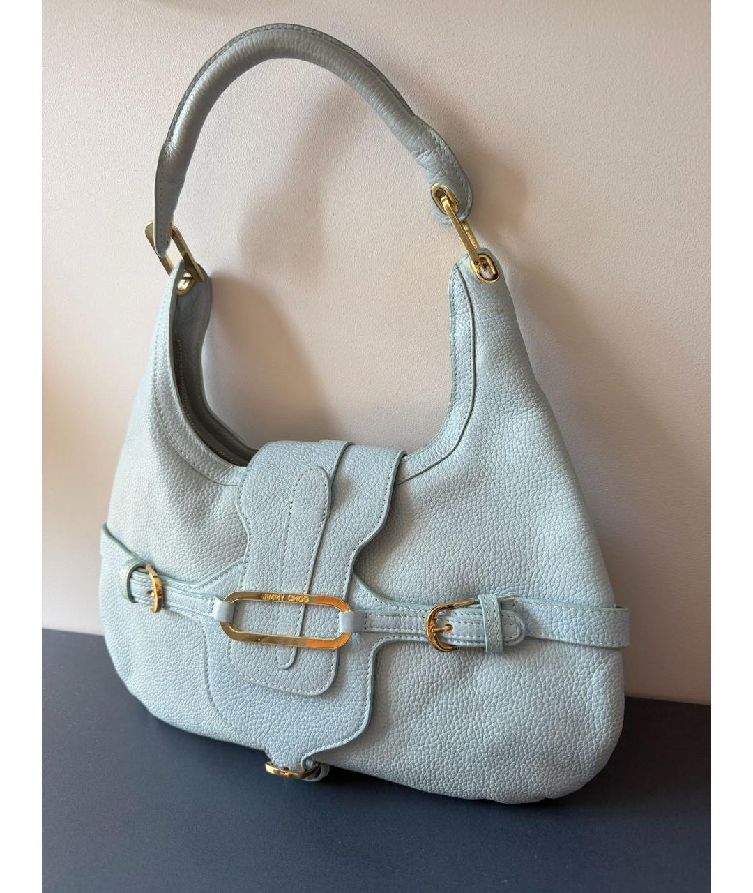 JIMMY CHOO Голубая кожаная сумка через плечо, фото 2