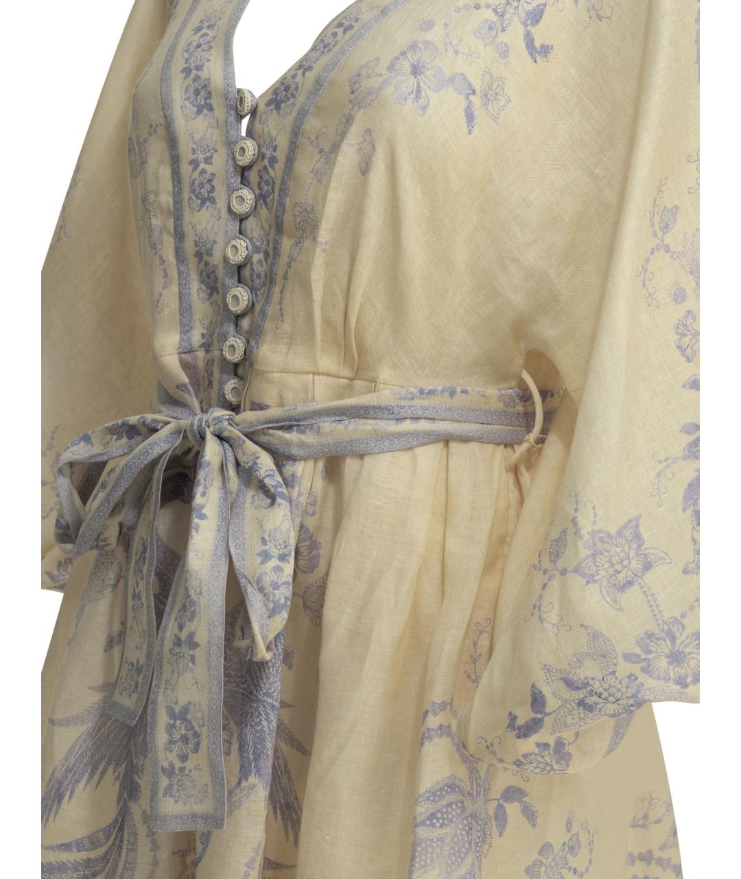 ZIMMERMANN Бежевое льняное повседневное платье, фото 4