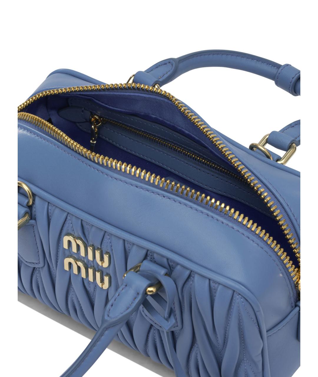 MIU MIU Голубая кожаная сумка с короткими ручками, фото 5