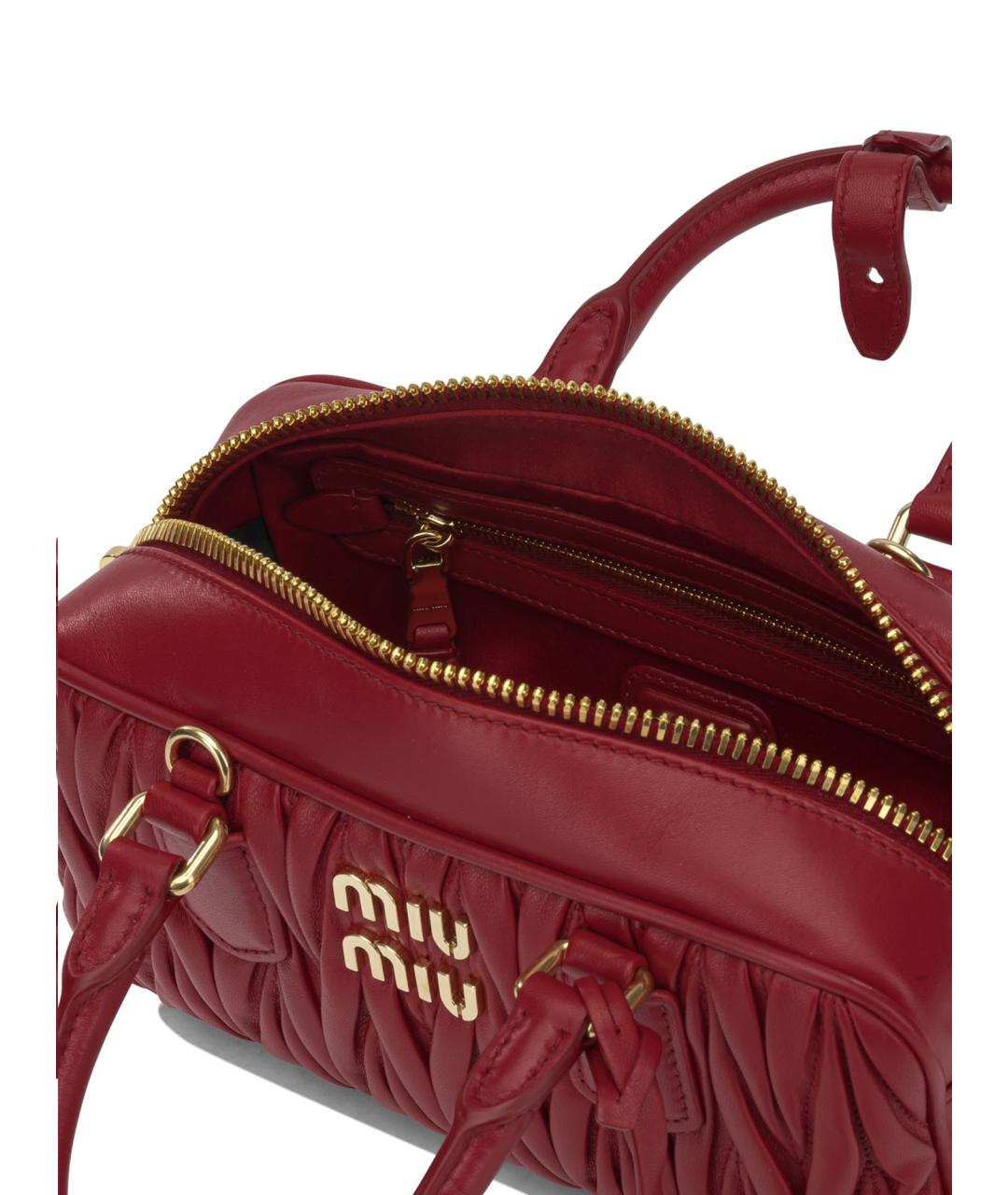 MIU MIU Красная кожаная сумка с короткими ручками, фото 5