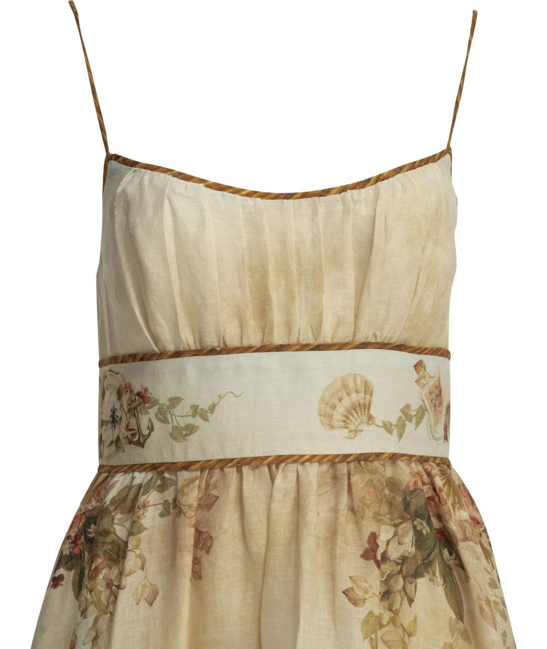 ZIMMERMANN Бежевое льняное повседневное платье, фото 3
