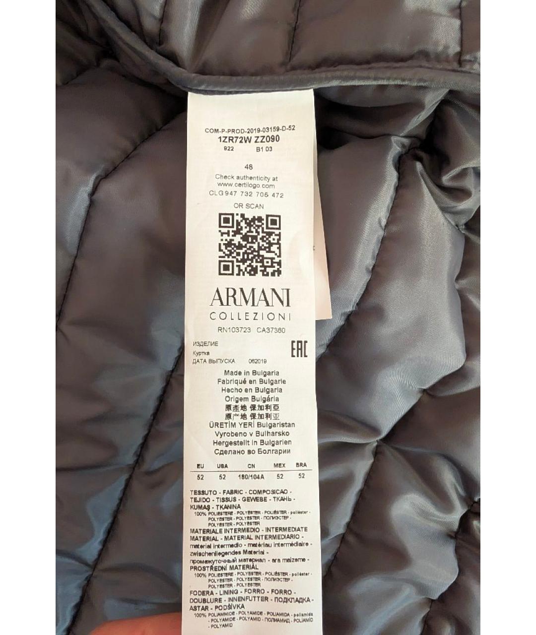 ARMANI COLLEZIONI Черная полиэстеровая куртка, фото 5