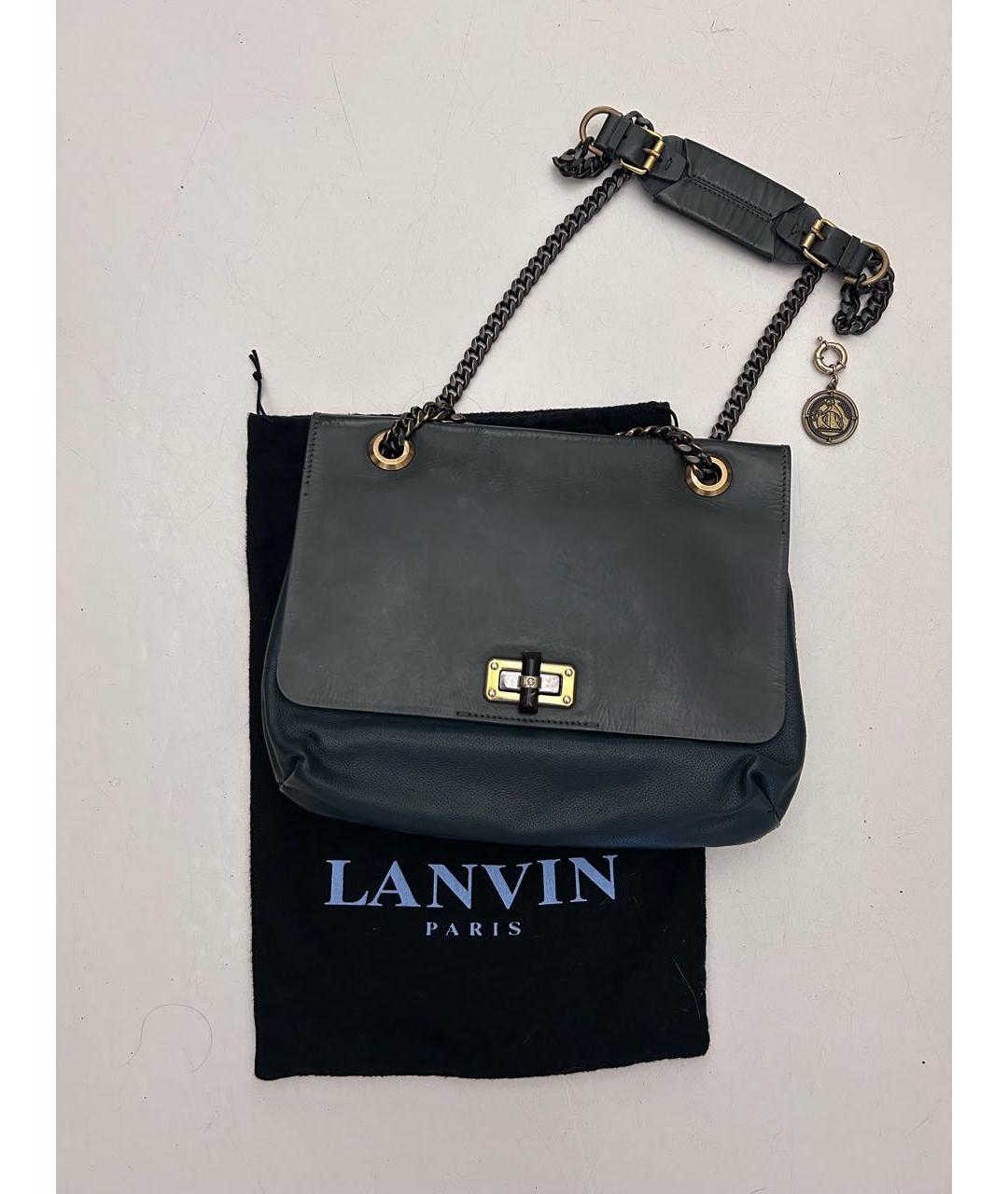 LANVIN Зеленая кожаная сумка через плечо, фото 8