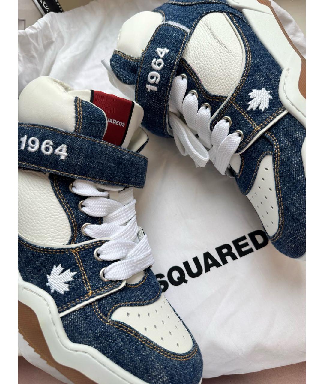 DSQUARED2 Синие текстильные высокие кроссовки / кеды, фото 7