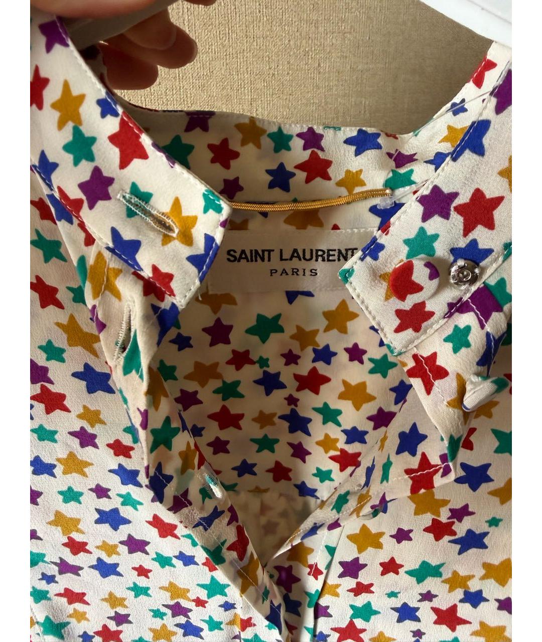 SAINT LAURENT Белое вискозное повседневное платье, фото 3