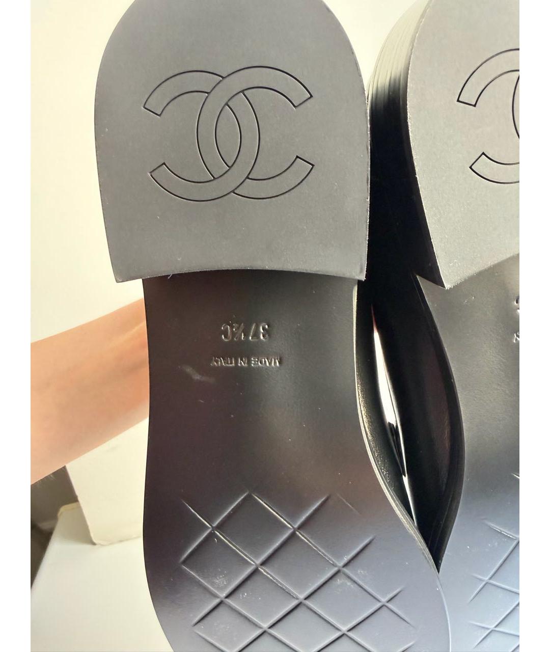 CHANEL Черные кожаные лоферы, фото 4