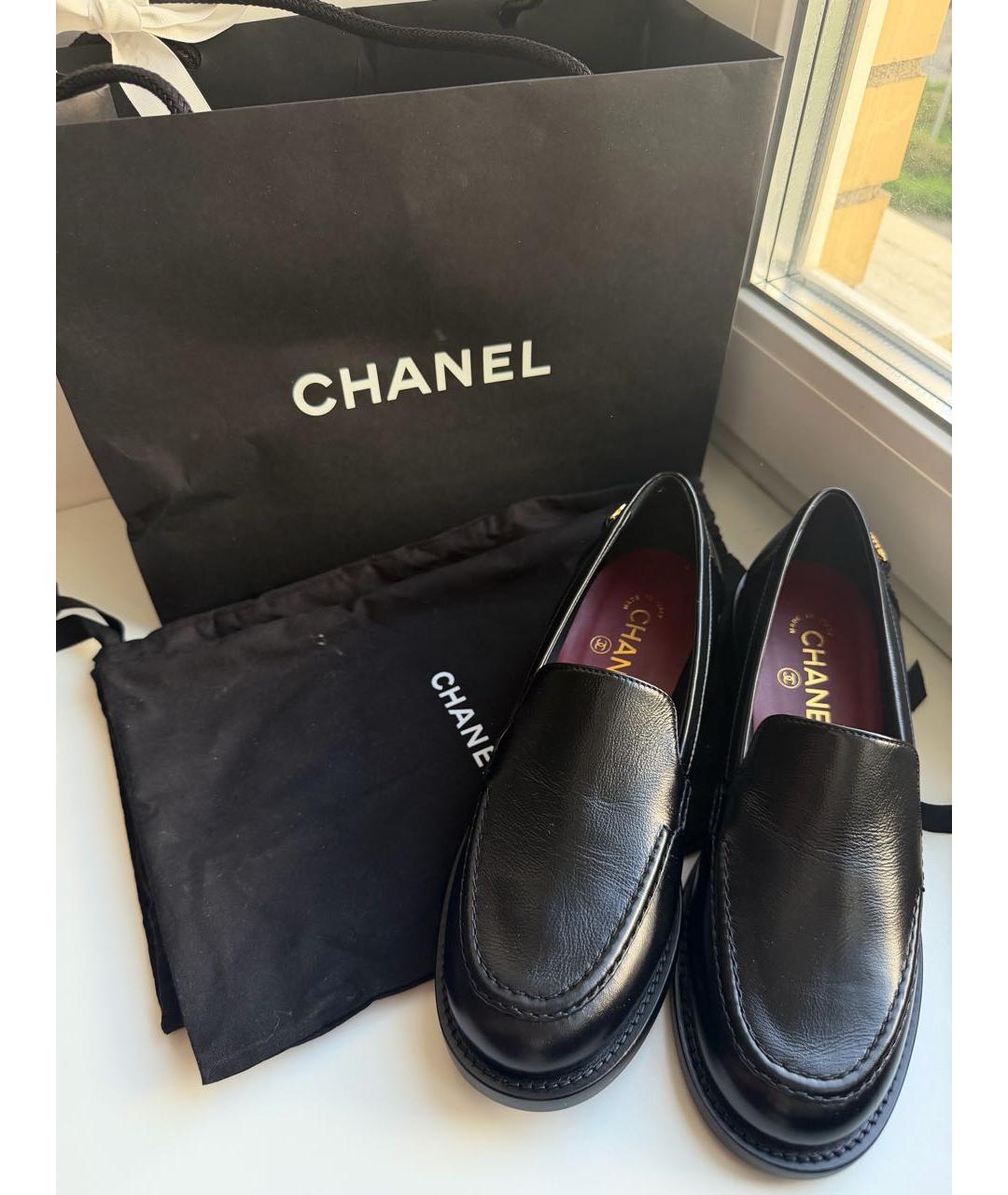 CHANEL Черные кожаные лоферы, фото 6