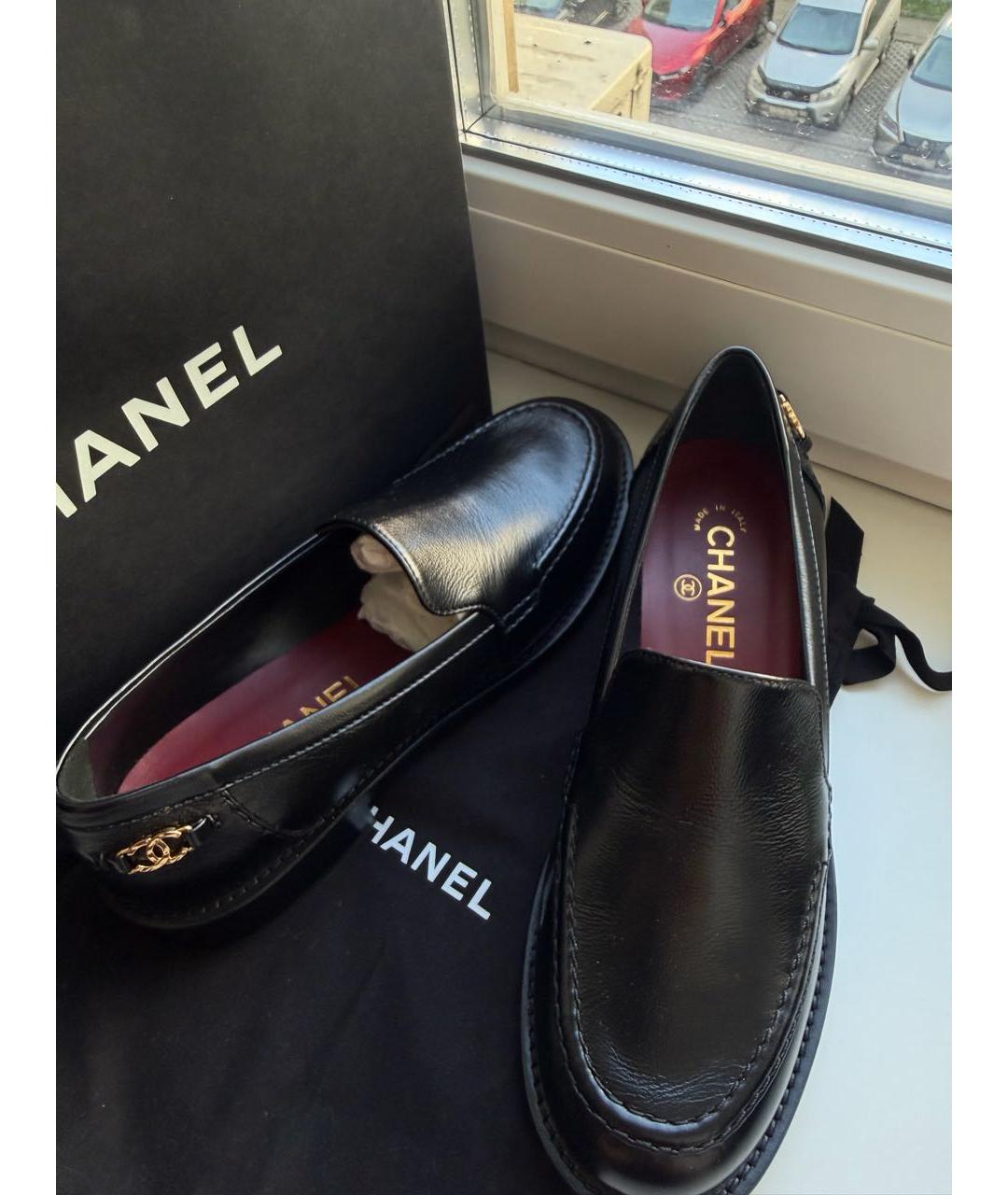 CHANEL Черные кожаные лоферы, фото 7