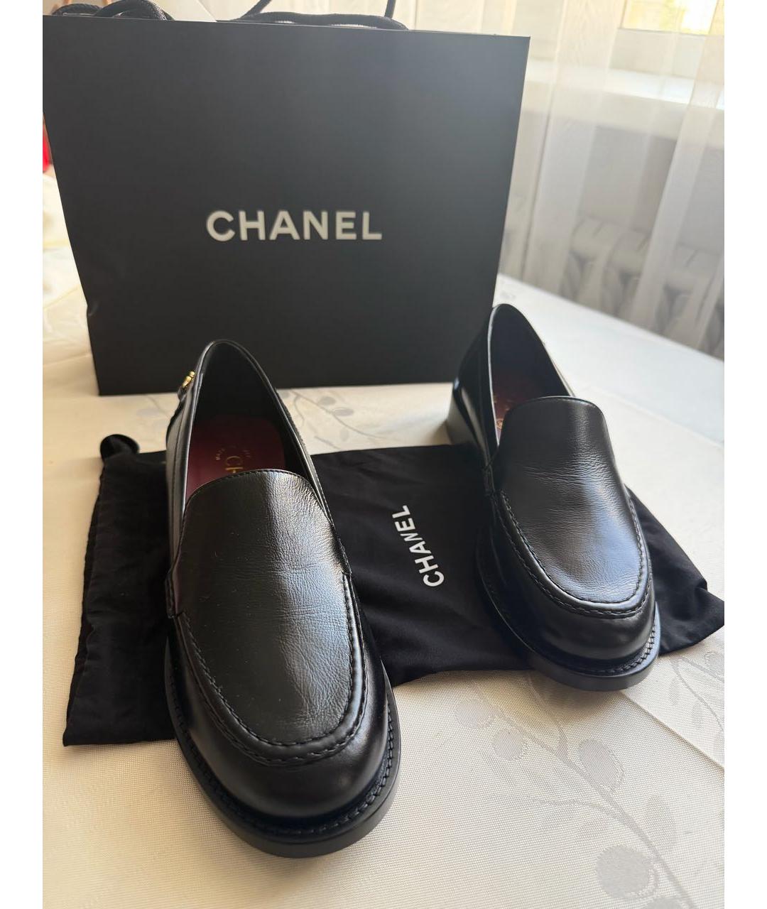 CHANEL Черные кожаные лоферы, фото 8