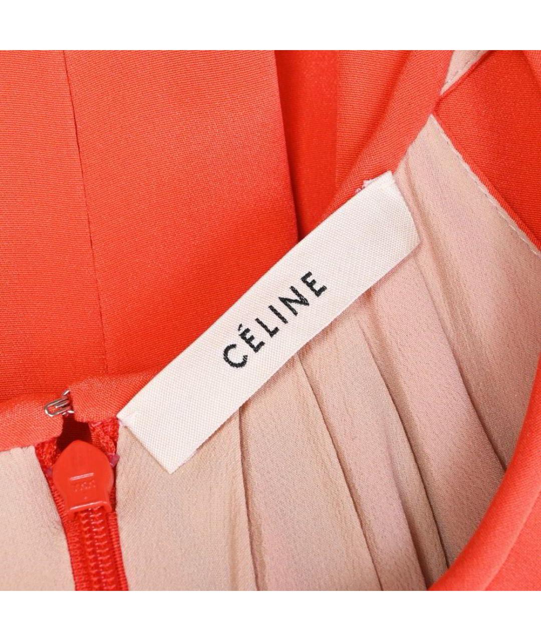 CELINE Оранжевое шелковое повседневное платье, фото 5