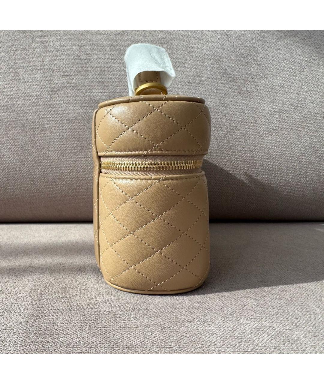 SAINT LAURENT Бежевая кожаная сумка через плечо, фото 4