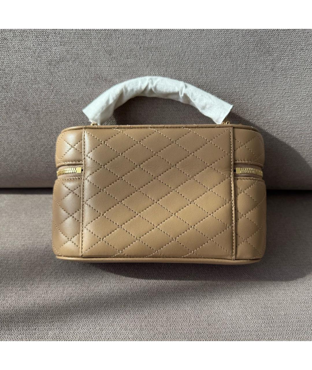SAINT LAURENT Бежевая кожаная сумка через плечо, фото 3