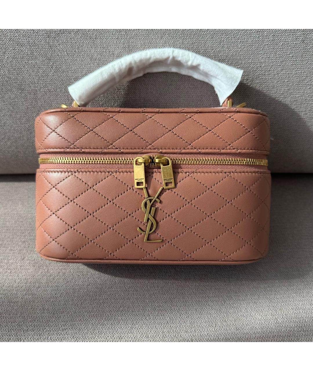 SAINT LAURENT Розовая кожаная сумка через плечо, фото 2