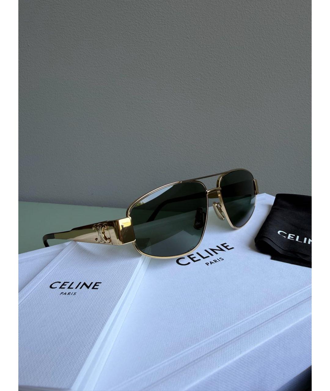 CELINE Золотые металлические солнцезащитные очки, фото 2