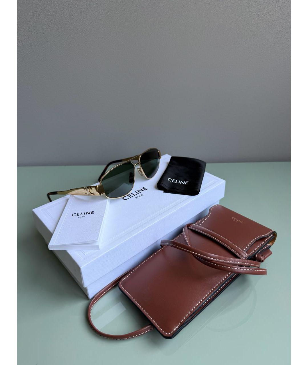 CELINE Золотые металлические солнцезащитные очки, фото 3