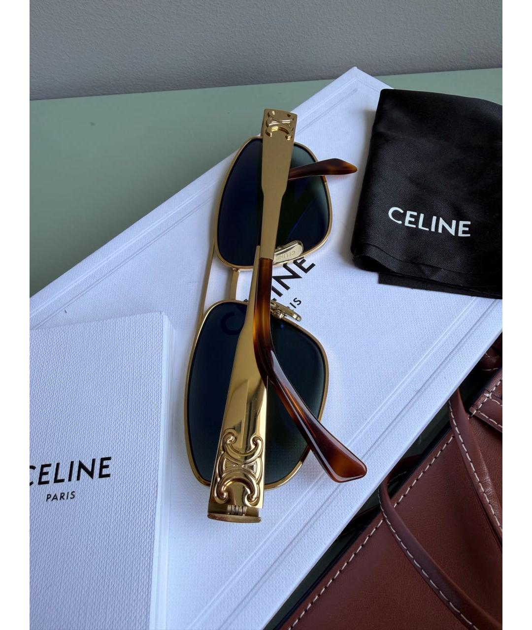 CELINE Золотые металлические солнцезащитные очки, фото 6