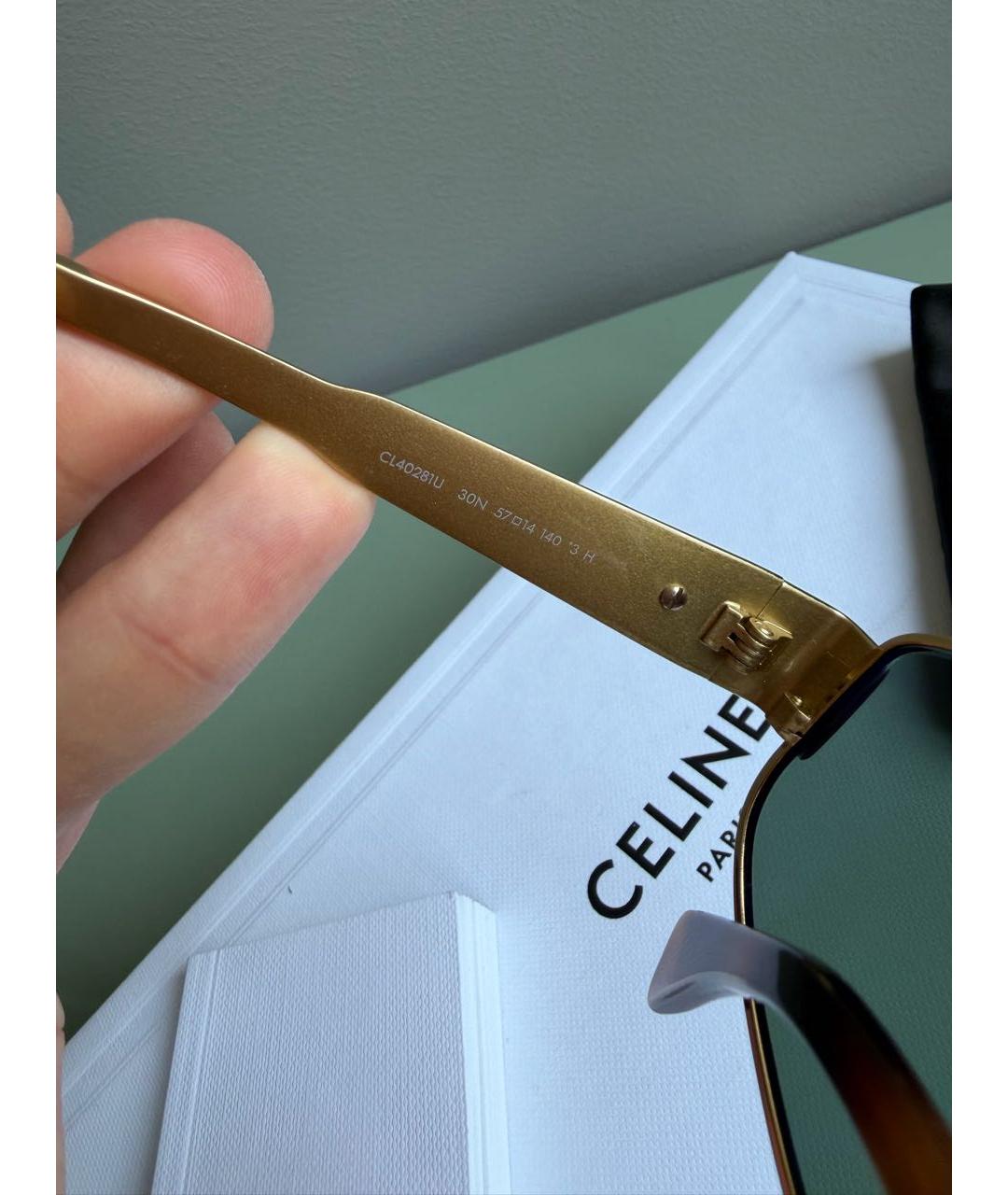 CELINE Золотые металлические солнцезащитные очки, фото 7